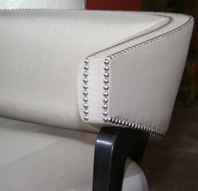 20th Century Klismos Lounge Chair with Nickel Nailhead Detail by Billy Haines