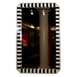 Black 
White Stone Mirror with Brass Inlay