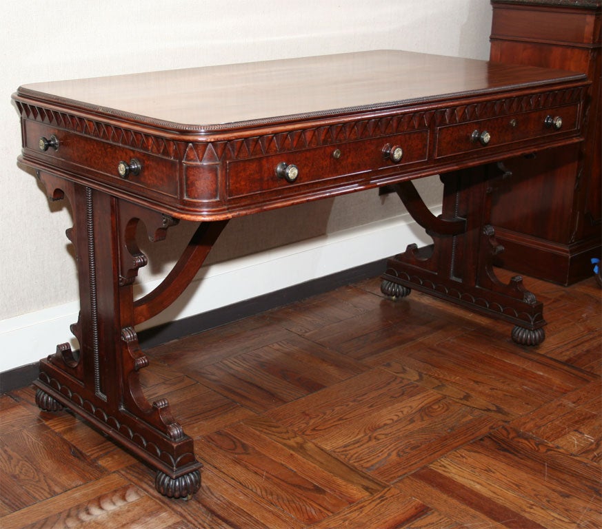 Superbly Detailed William IV Mahogany Library Table or Desk,<br />
Attributed to Trotter of Edinburgh, Circa 1830 <br />
<br />
50 inches long x 28 inches deep x 29.5 inches high