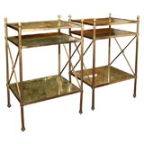 Pair of Gilt Bronze Three Tier End Tables, Mid 20th Century