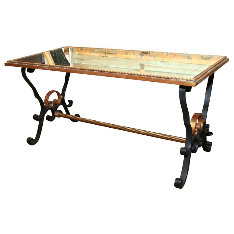 Gilt and Wrought Iron Coffee Table, Mid 20th Century