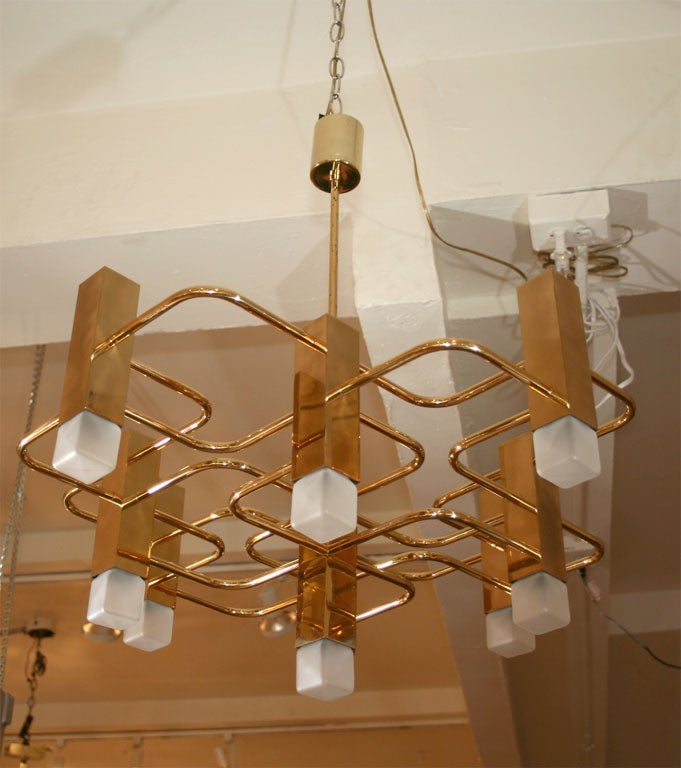French Brass Chandelier by Boulanger