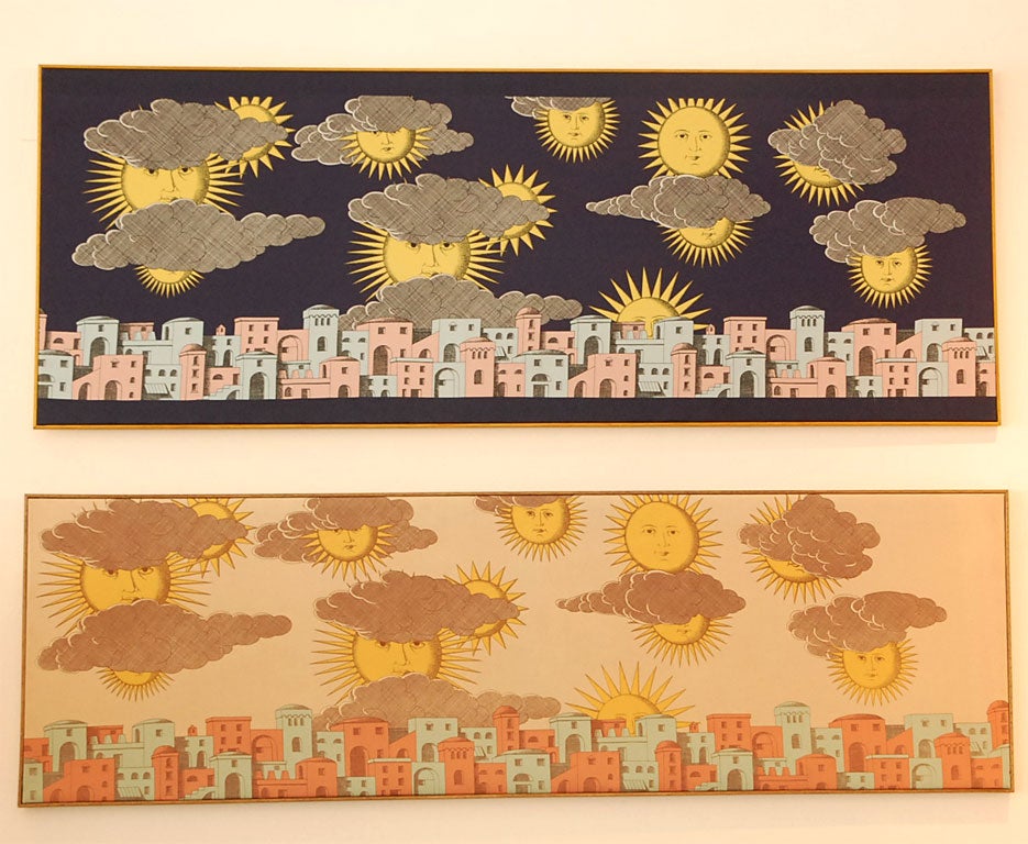 Pair of Vintage Fornasetti Fabric Panels
