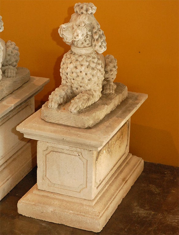Italian Pair of Limestone Poodles