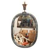 PARCHMENT MIRROR WITH  HORN CRESTING