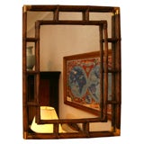 Bamboo and Brass Mirror, France, Mid 20th Century
