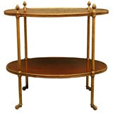 Oval Mahogany and Brass 2-Tier Occasional Table, England, c.1950