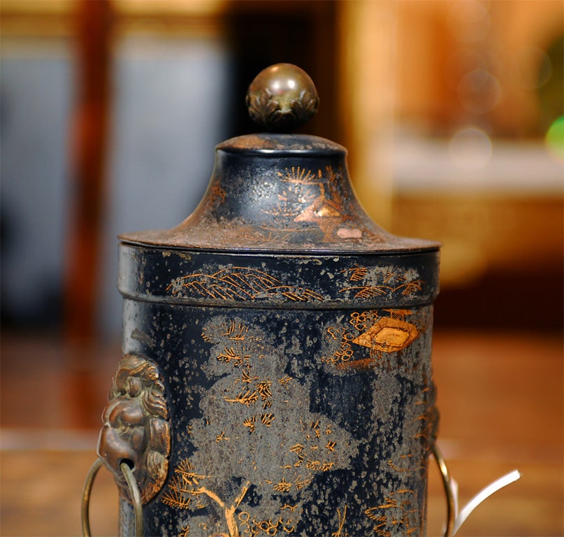 19thC REGENCY CHINOISERIE TOLE HOT WATER URN 1