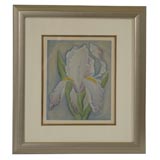 Art Deco Iris Painting: listed American artist Ed Rudy, Illinois