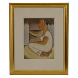 Mexican Art Deco signed painting by listed artist Carlos Camara