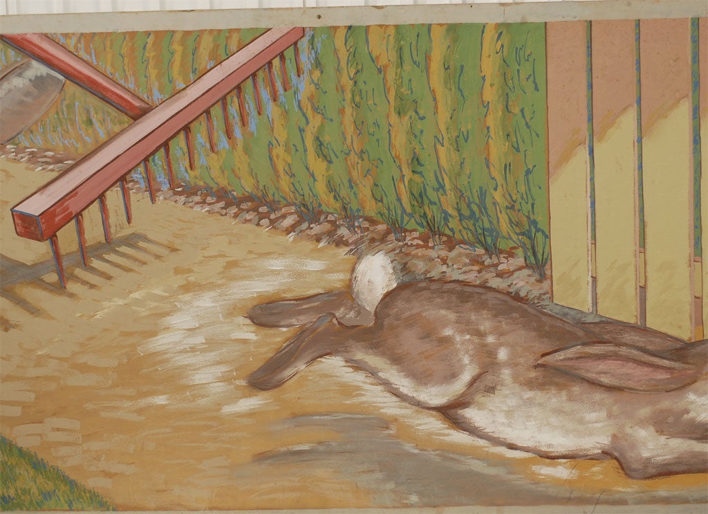 HUGE French Art Deco painting of Peter Rabbit