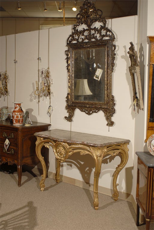 Gilt-wood Console with Serpentine Marble Top, Italy c. 1780
