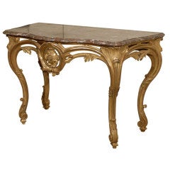 Gilt-wood Console with Serpentine Marble Top, Italy c. 1780
