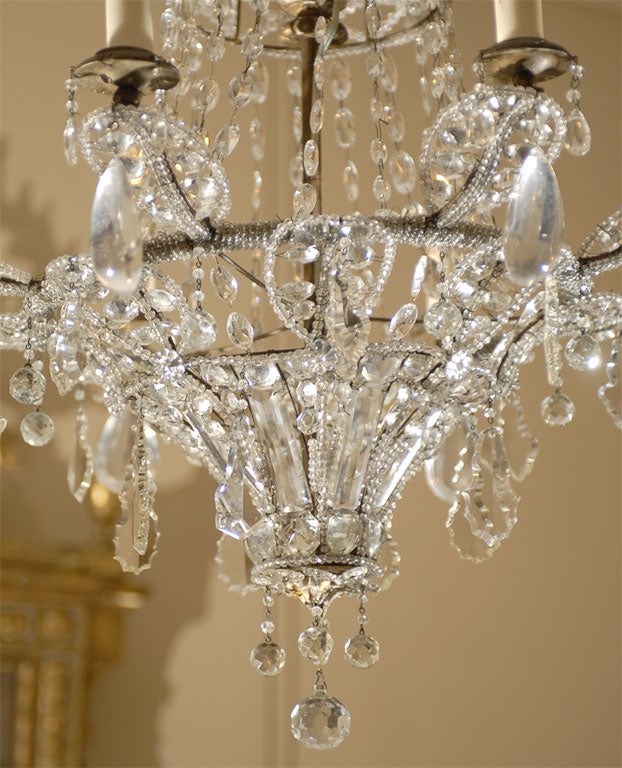 Swedish Baltic Neoclassical Style 8-Light Chandelier in Cut-Crystal, circa 1880