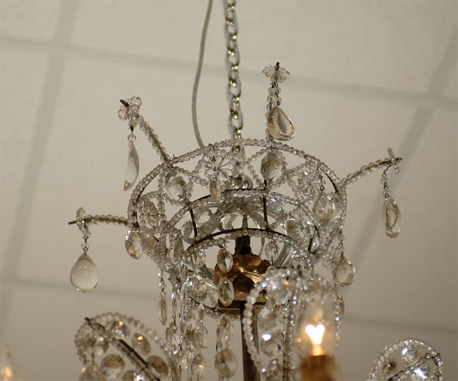Metal Baltic Neoclassical Style 8-Light Chandelier in Cut-Crystal, circa 1880