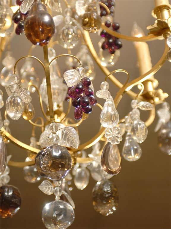 Restauration 6-Light Chandelier with Colored-Glass Fruits c.1830