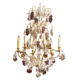 Restauration 6-Light Chandelier with Colored-Glass Fruits c.1830
