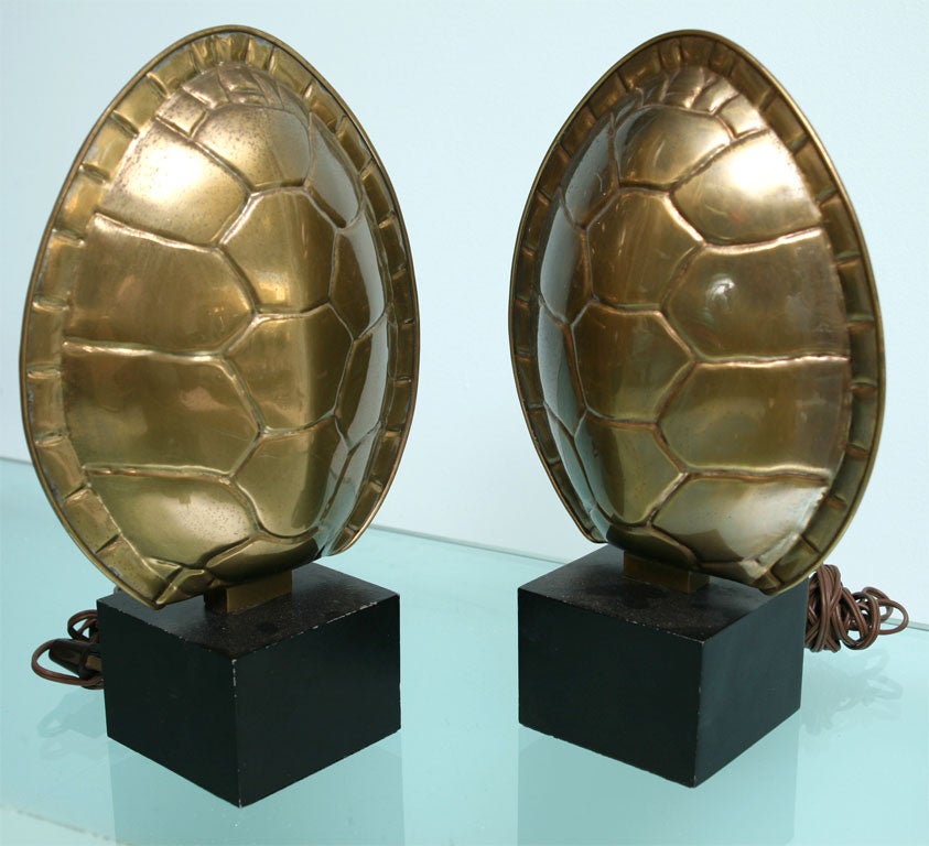 20th Century PAIR OF CHAPMAN TURTLE SHELL TABLE LAMPS