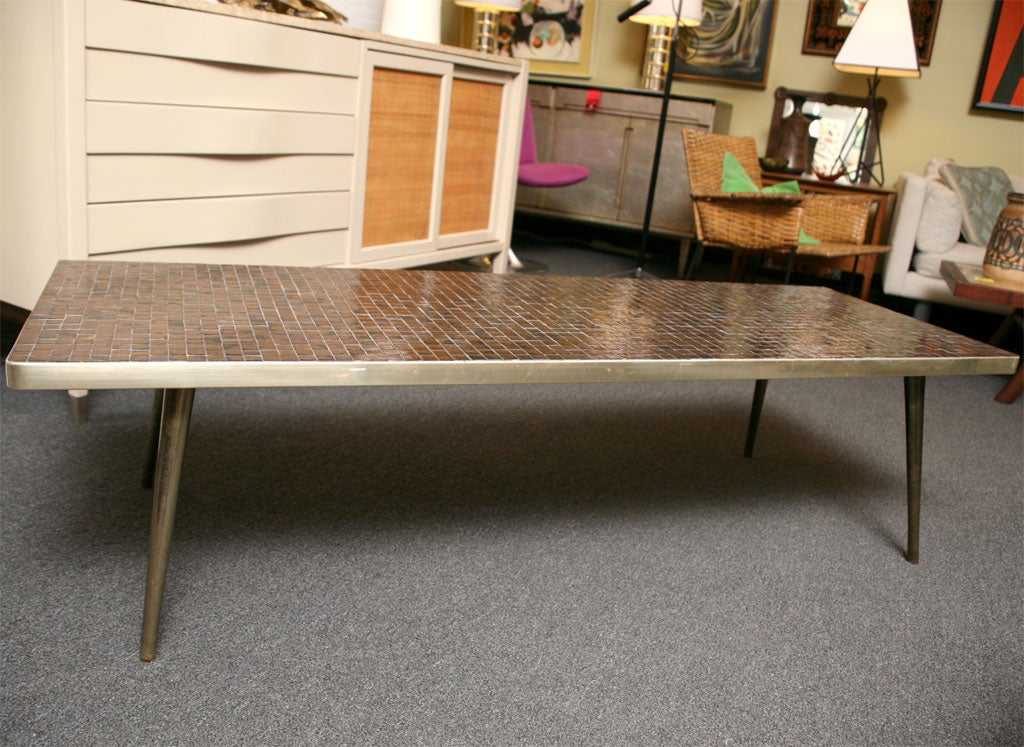 American Long 50's Metallic Glazed Tile Coffee Table