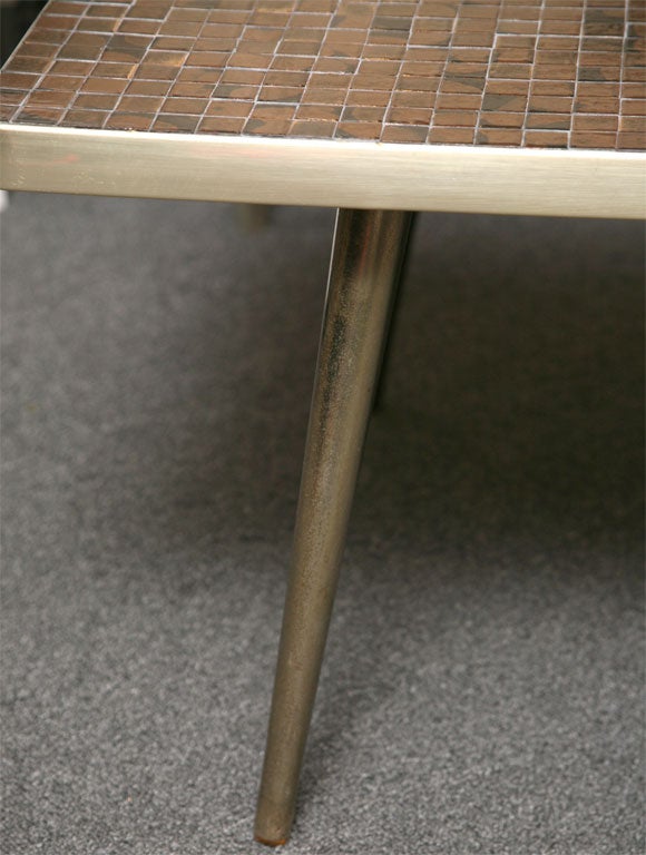 Mid-20th Century Long 50's Metallic Glazed Tile Coffee Table