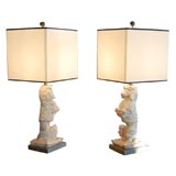 Pair of Pale Pink Poodle Lamps
