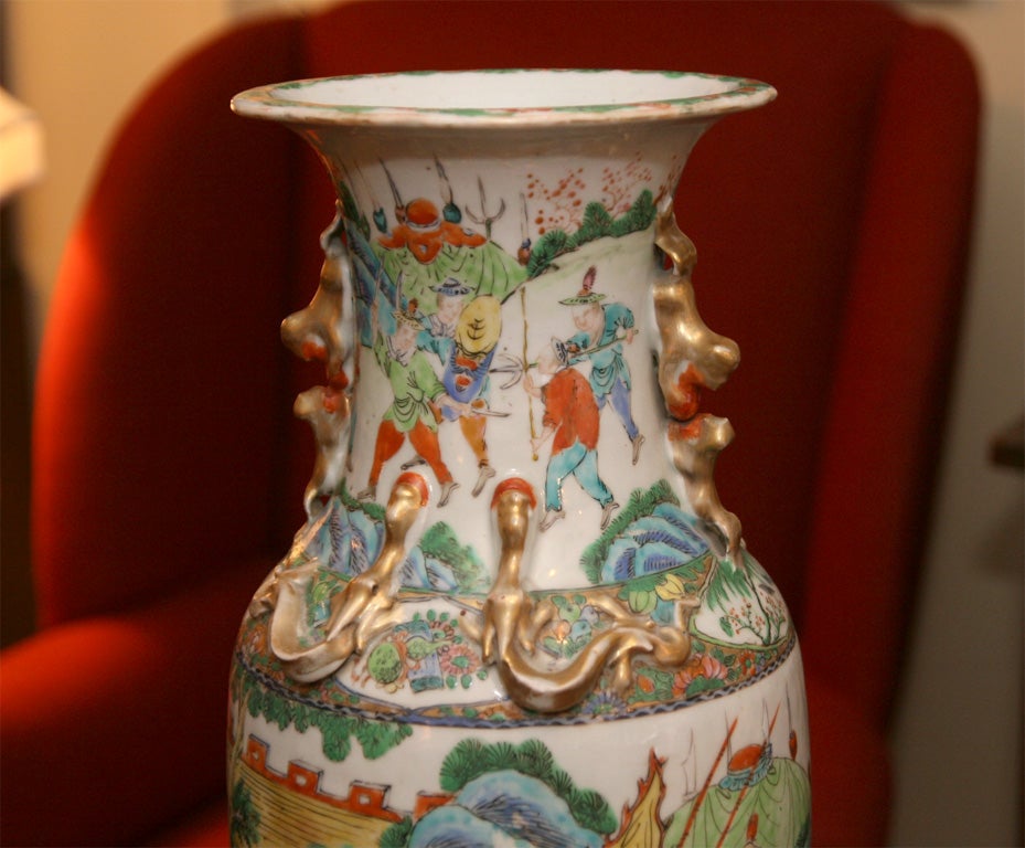 Porcelain Chinese Export Famille Verte Large Vase For Sale