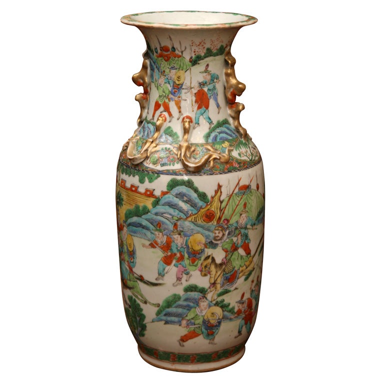 Chinese Export Famille Verte Large Vase For Sale