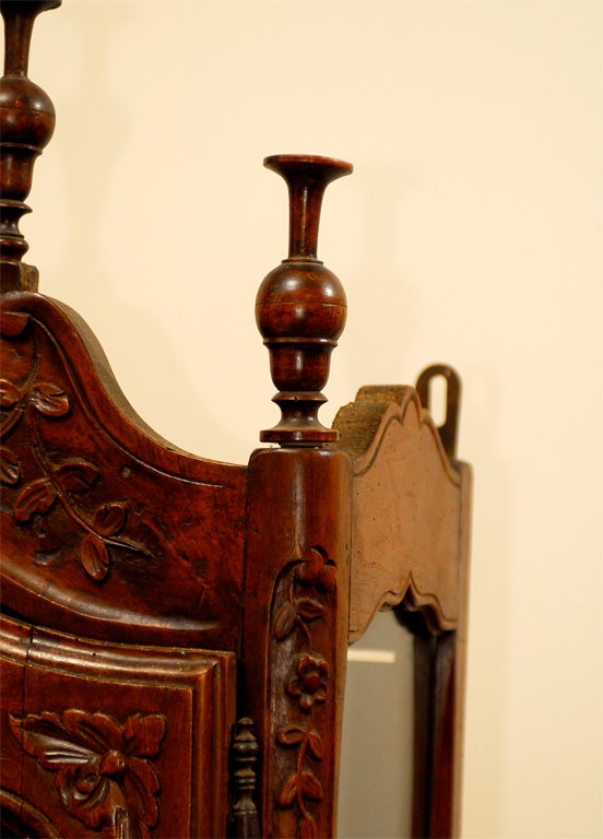 18th Century and Earlier French Louis XV 18th Century Walnut Vitrine Display Cabinet with Glass Door For Sale