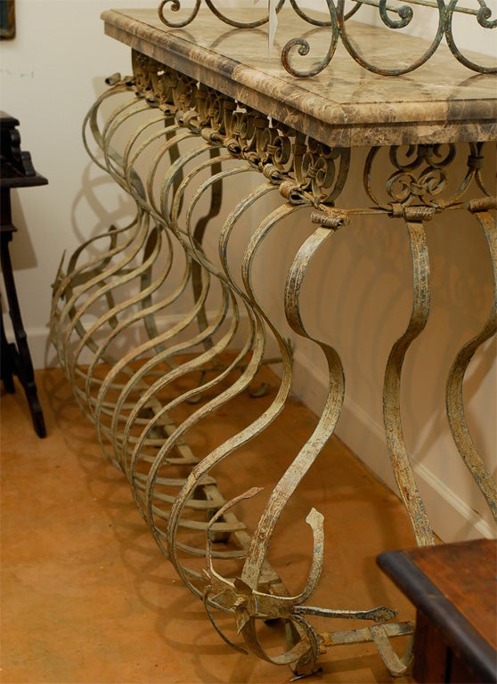 Marble Top Console Table made from an 18th Century Balcony In Excellent Condition In Atlanta, GA