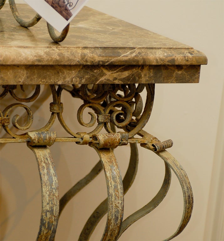 Marble Top Console Table made from an 18th Century Balcony 1