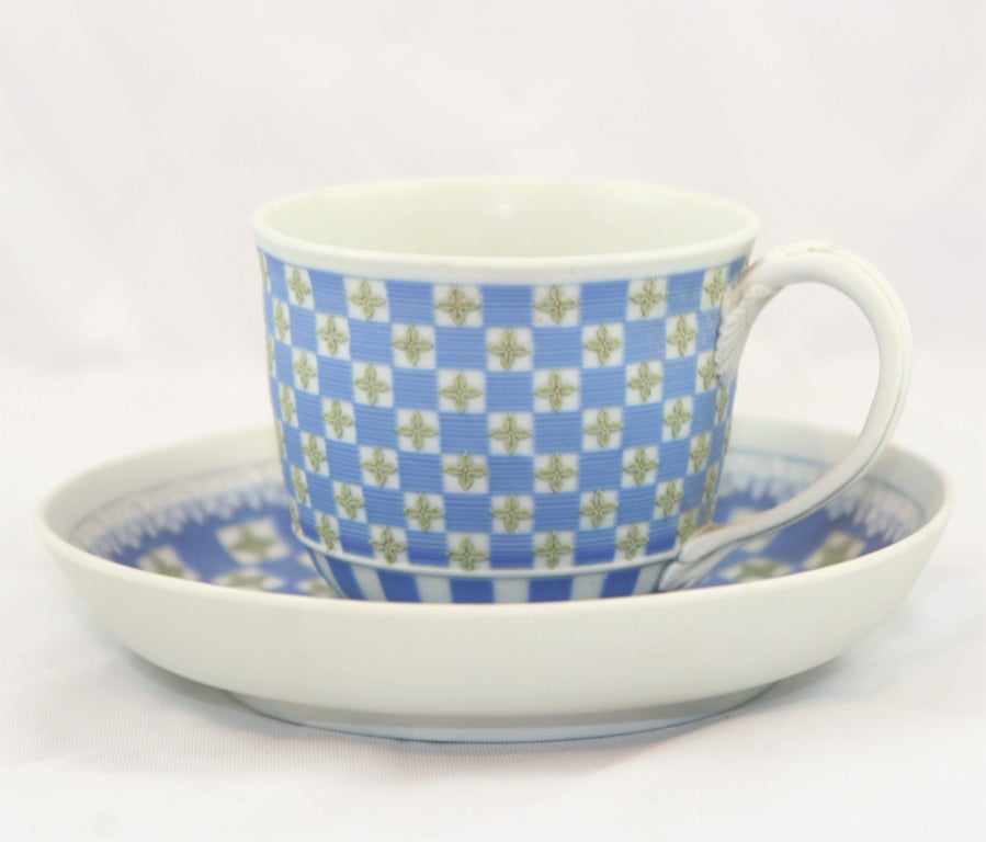 English Wedgwood diceware cup & saucer For Sale