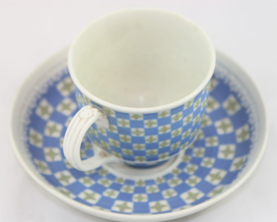 18th Century and Earlier Wedgwood diceware cup & saucer For Sale