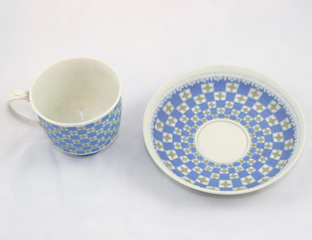 Porcelain Wedgwood diceware cup & saucer For Sale