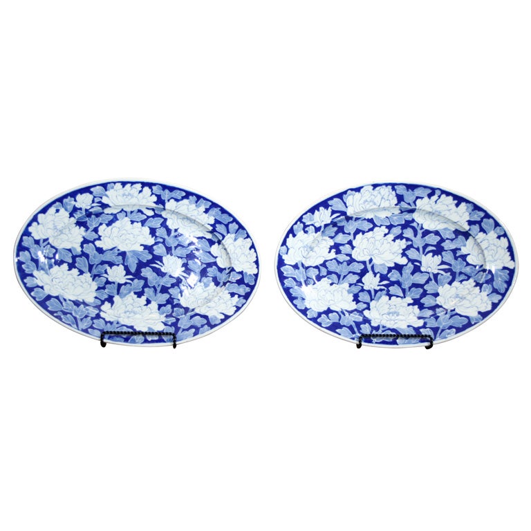Pair of Blue-and-White Platters