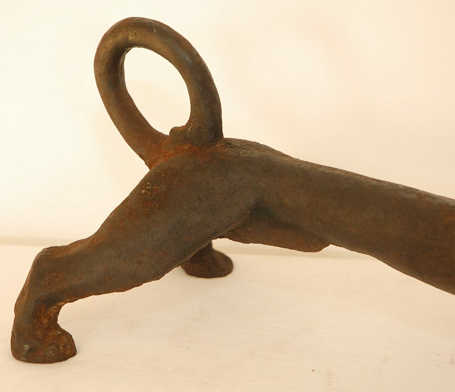 19th Century PAIR OF 19THC  DOG ANDIRONS / CAST IRON