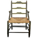 EARLY 19THC NEW ENGLAND LADDERBACK CHAIR W/ RUSH SEAT