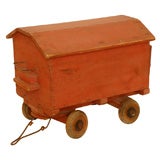 Antique LATE 19THC ORANGE WAGON TOY