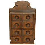 Antique LATE 19THC STENCILED SPICE WALL BOX CABINET