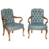 Retro Pair Of Leather Captain's Chairs