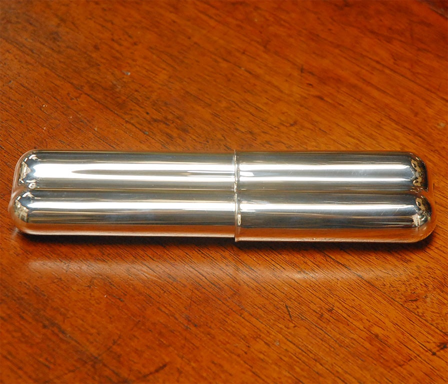 20th Century Sterling Silver portable cigar case For Sale