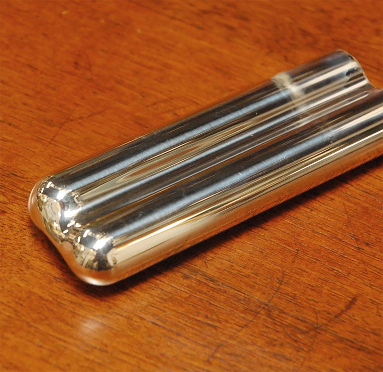 Sterling Silver portable cigar case For Sale 4