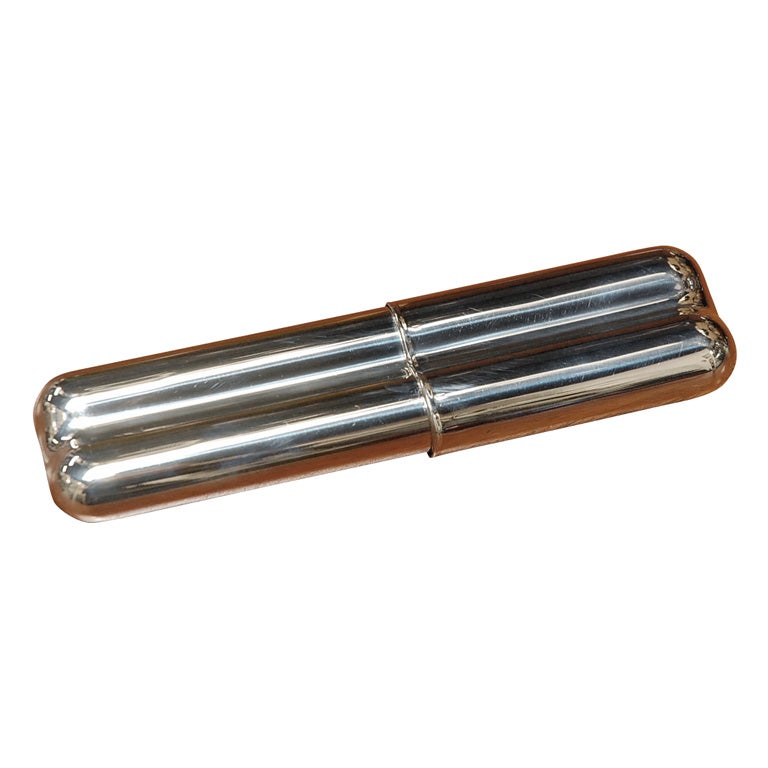 Sterling Silver portable cigar case For Sale