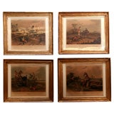 Antique Set of four Ackermann 
Co. Hunt Prints, Dated 1836.