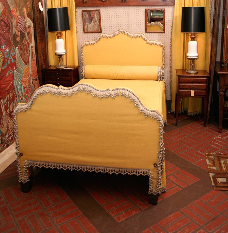 Francis Elkins Daybed, Circa 1930<br />
Provenance: Kersey Coates Reed  Tennis House, Lake Forest, Illinois.<br />
Includes extra yellow fittings (Pair of worn drapes and small flush-mounted, worn ceiling canopy - not pictured, if you wish).