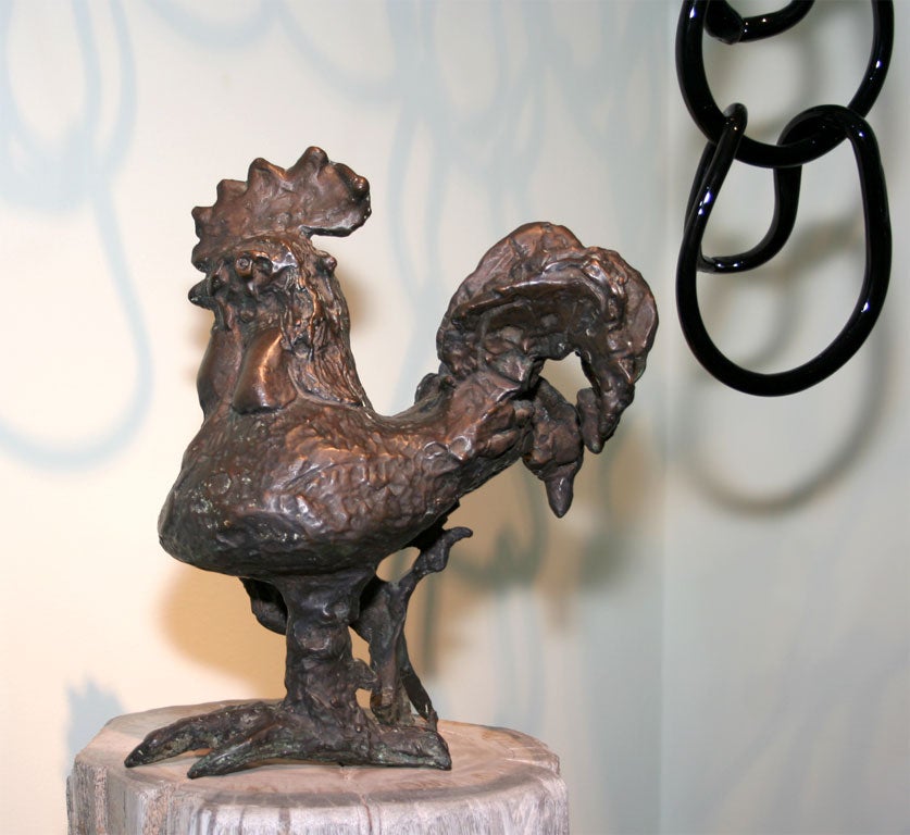 French Bronze Rooster by Poule For Sale