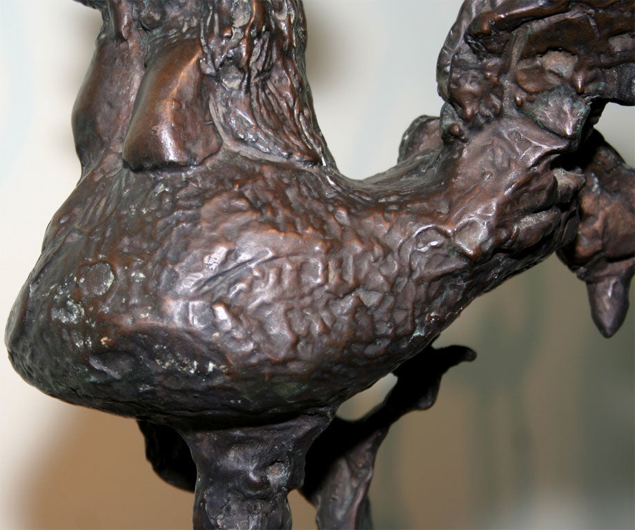 20th Century Bronze Rooster by Poule For Sale