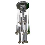 Italian Glass and Chrome Chandelier