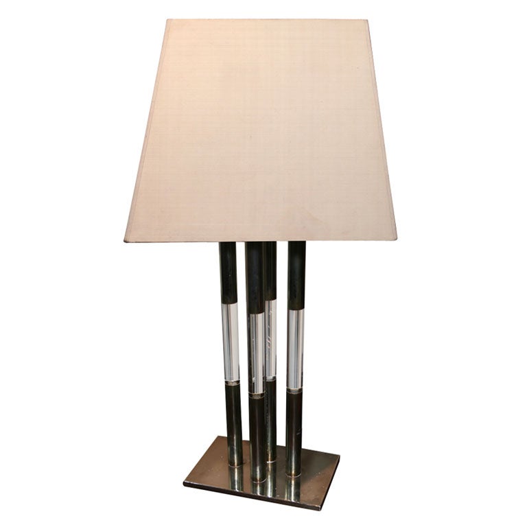 Metal and Lucite Table Lamp For Sale