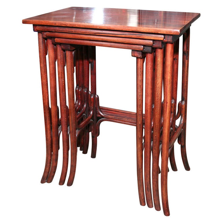 Josef Hoffmann Set of Four Bentwood Rosewood Stacking Tables For Sale