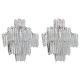 Pair of Kalmar Glass Ice Sconces